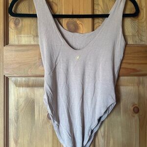 Indigo Luna Scoop Neck Sleeveless Bodysuit in Light Beige